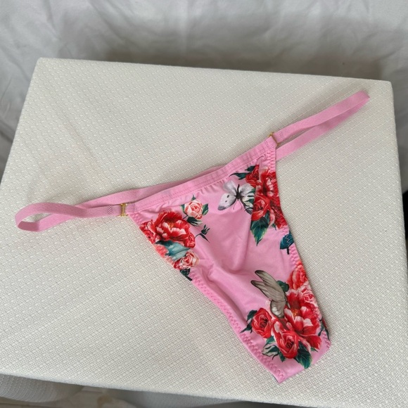 Floral Pink and Red Thong Panties Intimates by Knotty Size XL NWT - Picture 2 of 8